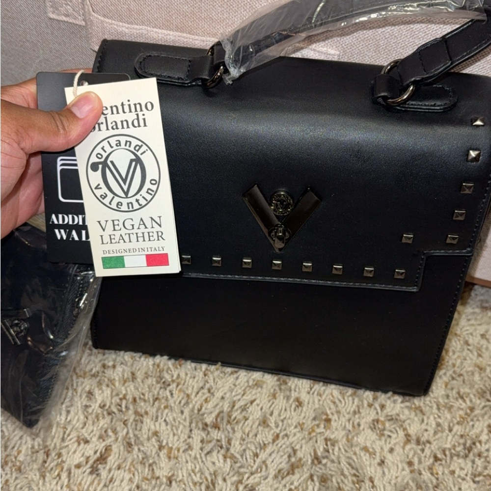 Valentino Orlandi Black Vegan Leather Men's Bag